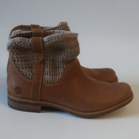 TIMBERLAND, Savin Hill Leather & Open Weave Ankle Booties 7* - Picture 9 of 11